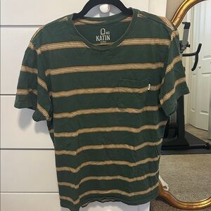 Katin Olive and Beige Striped Short Sleeve Tee